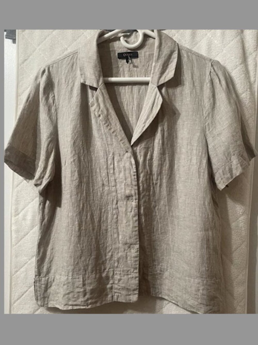 Quince 100% European Linen Short Sleeve Shirt Driftwood Beige Sz S